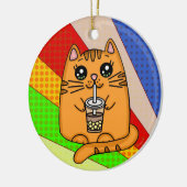 Kitty Cat trinken Boba Tee Keramik Ornament (Links)