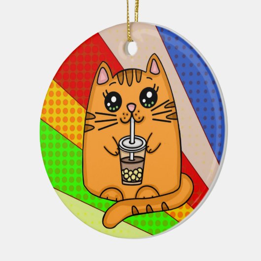 Kitty Cat trinken Boba Tee Keramik Ornament (Links)