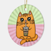 Kitty Cat trinken Boba Tee Keramik Ornament (Links)
