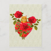 Kitty Cat Valentine Feiertagspostkarte (Vorderseite)