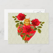 Kitty Cat Valentine Feiertagspostkarte (Vorne/Hinten)