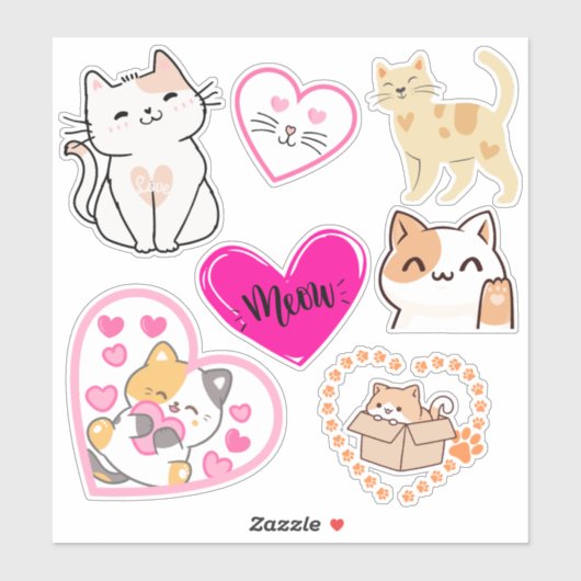 Kitty Cat Valentine Sticker Set (Blatt)