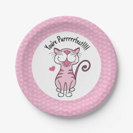 Kitty Cat Valentine's Day Hört Niedlich Purfect Pappteller