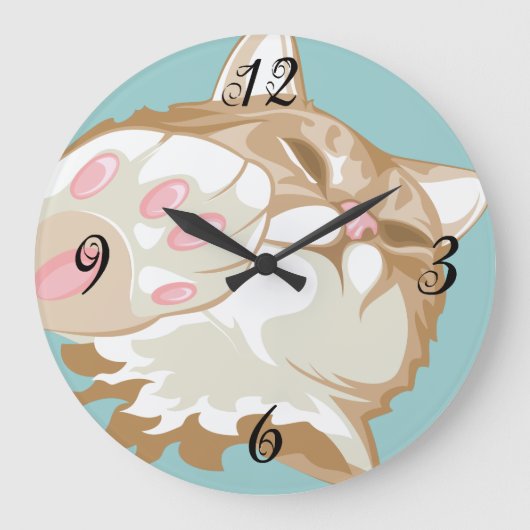 Kitty Cat Wall Clock Große Wanduhr (Vorderseite)