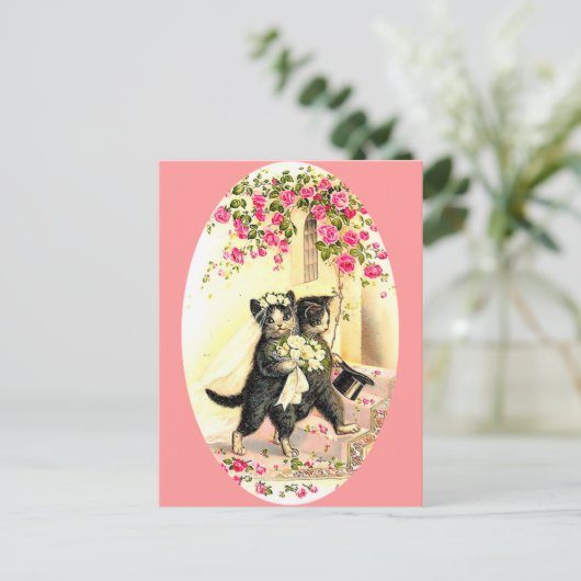 Kitty Cat Wedding Postkarte (Stehend Vorderseite)