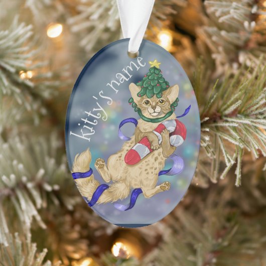 Kitty Cat Weihnachts-Keramik Ornament (Baum)