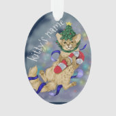 Kitty Cat Weihnachts-Keramik Ornament (Vorderseite)