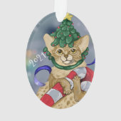 Kitty Cat Weihnachts-Keramik Ornament (Rückseite)