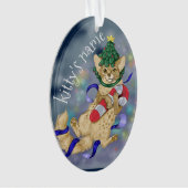 Kitty Cat Weihnachts-Keramik Ornament (Vorderseite)
