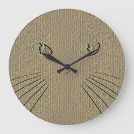 Kitty Cat Whiskers Brown mit grünen Augen Große Wanduhr