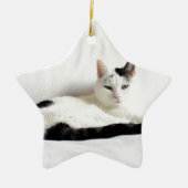 Kitty Cat, White und Black Cat Relaxen Keramikornament (Vorne)