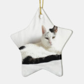 Kitty Cat, White und Black Cat Relaxen Keramikornament (Links)