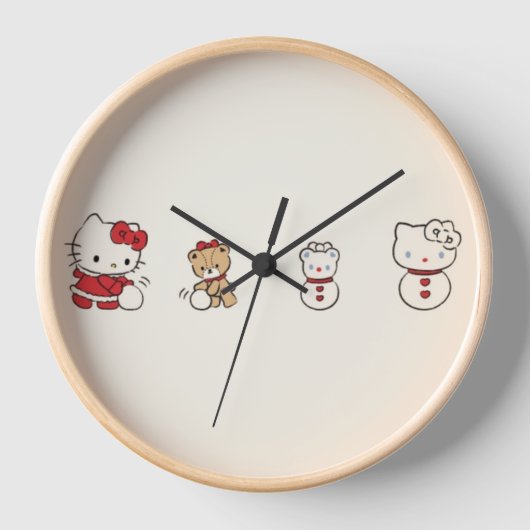 Kitty Cat Wooden O'clock Uhr (Vorderseite)