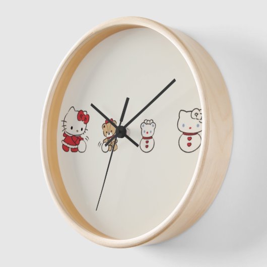 Kitty Cat Wooden O'clock Uhr (Winkel)