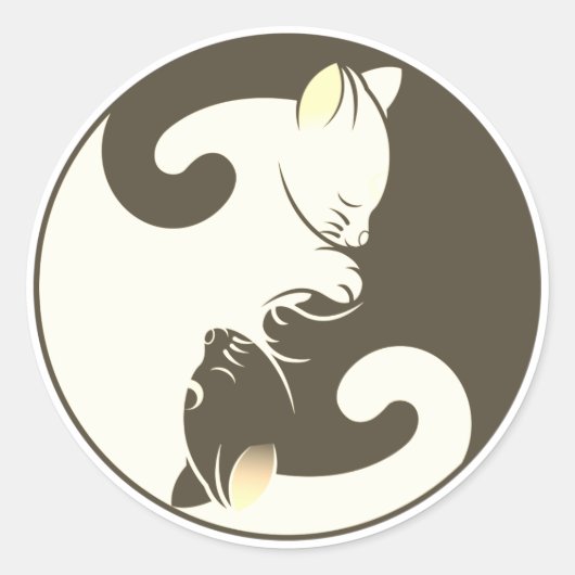 Kitty Cat Yin Yang | Brown Runder Aufkleber (Vorderseite)