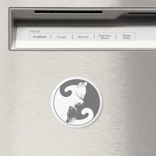 Kitty Cat Yin Yang | Grau Magnet (In Situ (Geschirrspüler))