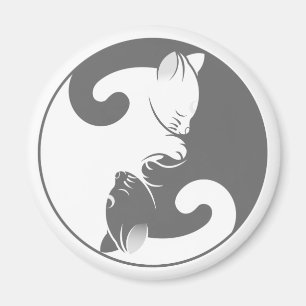 Kitty Cat Yin Yang   Grau Magnet