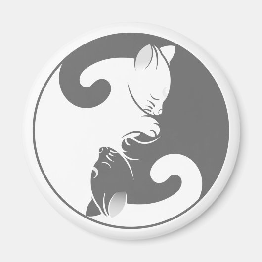 Kitty Cat Yin Yang | Grau Magnet (Vorne)