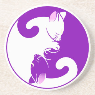 Kitty Cat Yin Yang Purple Getränkeuntersetzer