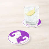 Kitty Cat Yin Yang Purple Getränkeuntersetzer (Seite)