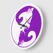 Kitty Cat Yin Yang Purple Große Wanduhr (Winkel)