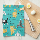 Kitty Cat Yoga Posen farbenfroh Türkis Blauer Spaß Geschirrtuch (Viertel Falte)