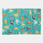 Kitty Cat Yoga Posen farbenfroh Türkis Blauer Spaß Geschirrtuch (Horizontal)
