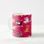 Kitty Cat Yoga Posen Rot Gelb Kaffeetasse (Vorderseite Links)