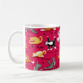Kitty Cat Yoga Posen Rot Gelb Kaffeetasse (Links)