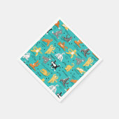 Kitty Cat Yoga Posen Türkis Blue Whimsy Serviette (Ecke)