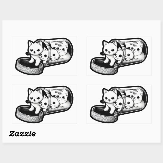 Kitty Cats Antidepressiva Rechteckiger Aufkleber (Blatt)