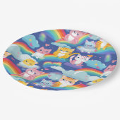 Kitty Cats auf Regenbogenwolken Niedlich und glück Pappteller (Schrägansicht)