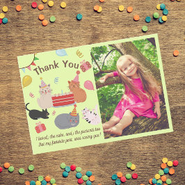 Kitty Cats Birthday Party Photo Thank You Card Dankeskarte