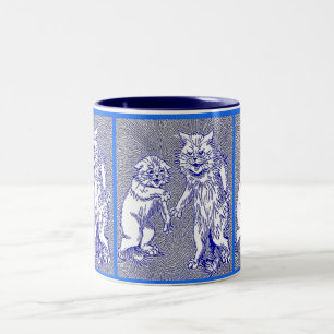 Kitty Cats in Blue von Louis Wain Zweifarbige Tasse
