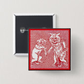 Kitty Cats in Red von Louis Wain Button (Vorne & Hinten)