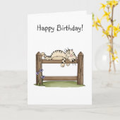 Kitty Cats - Kitty on Fence Karte (Gelbe Blume)