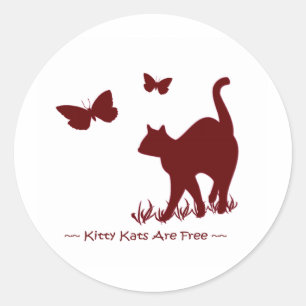 Kitty Cats R Free - Rot / Weinrot Runder Aufkleber