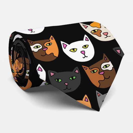 Kitty Cats überall Muster Krawatte (Gerollt)
