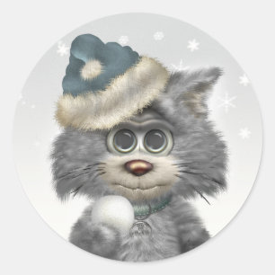Kitty Cats Winter Wonderland Runder Aufkleber