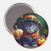 Kitty Celebrating Erntedank Magnet (Vorderseite/Rückseite)