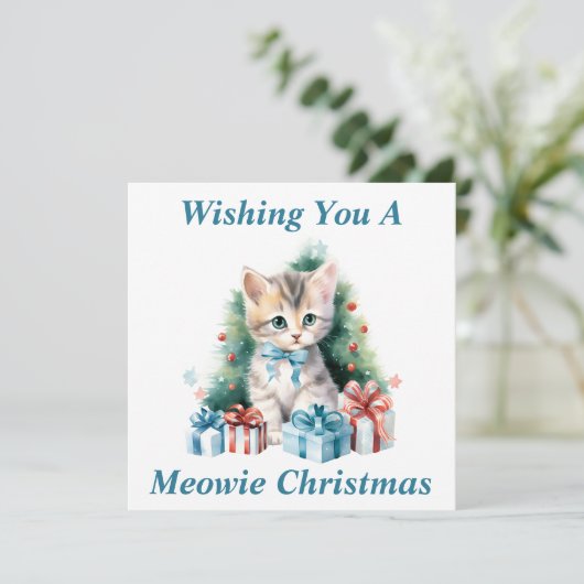 Kitty Christmas Card Dankeskarte (Stehend Vorderseite)