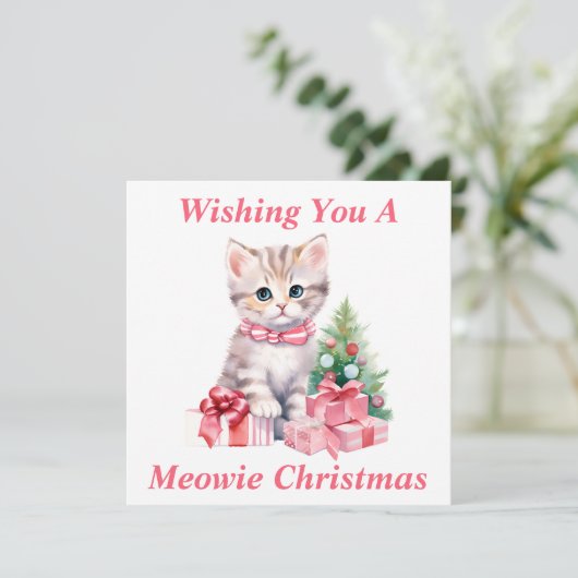 Kitty Christmas Card Dankeskarte (Stehend Vorderseite)