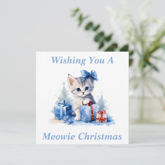 Kitty Christmas Card Dankeskarte (Stehend Vorderseite)