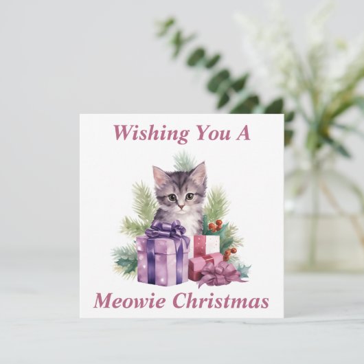 Kitty Christmas Card Dankeskarte (Stehend Vorderseite)