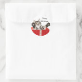 Kitty Christmas hug Runder Aufkleber (Tasche)