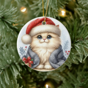 Kitty Christmas Keramik Ornament