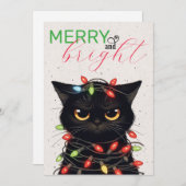 Kitty Christmas Lights Feiertagskarte (Vorne/Hinten)