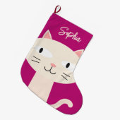 KITTY CHRISTMAS STRUMPF, NIEDLICH RASPBERRY FARBE GROßER WEIHNACHTSSTRUMPF (Vorderansicht (hängend))