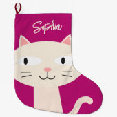 KITTY CHRISTMAS STRUMPF, NIEDLICH RASPBERRY FARBE GROßER WEIHNACHTSSTRUMPF (Vorderseite)