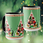 Kitty Christmas Tree Blush Green Custom Holiday Tasse